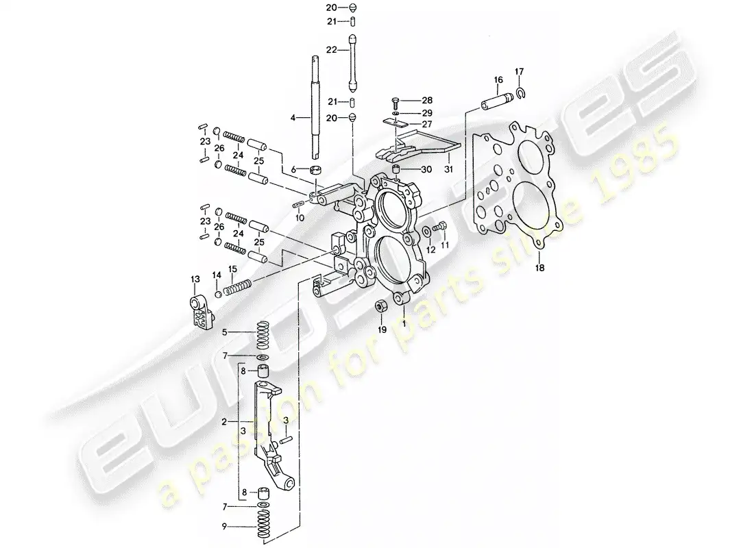 porsche 1996 (993) placa tensora - dispositivo de bloqueo del control de cambios diagrama de piezas