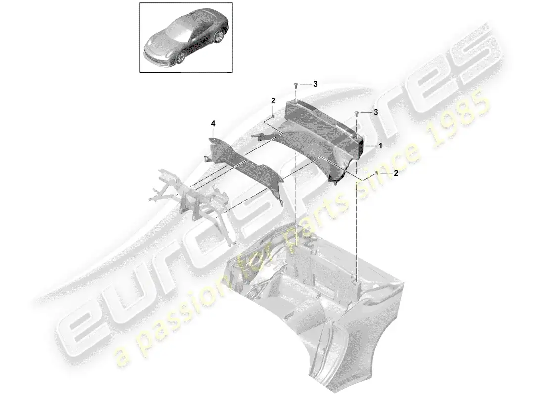 porsche 2016 (991-1 r/gt3/rs) bandeja diagrama de piezas