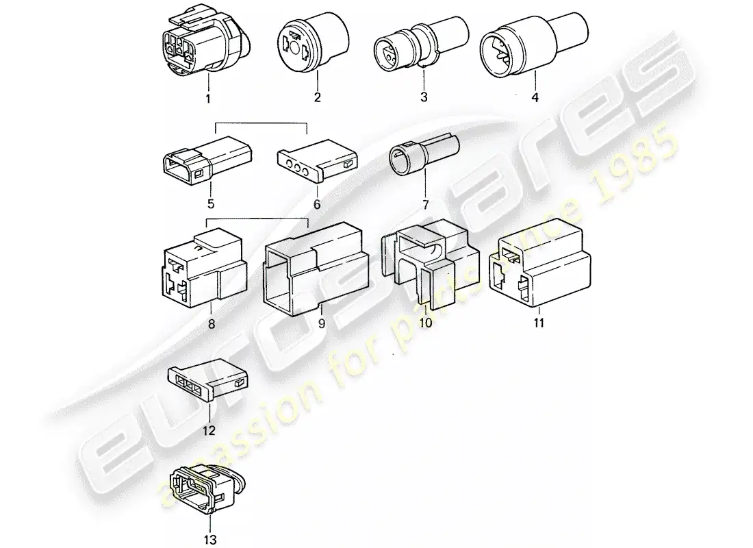 porsche 1987 (911) carcasa del conector diagrama de piezas