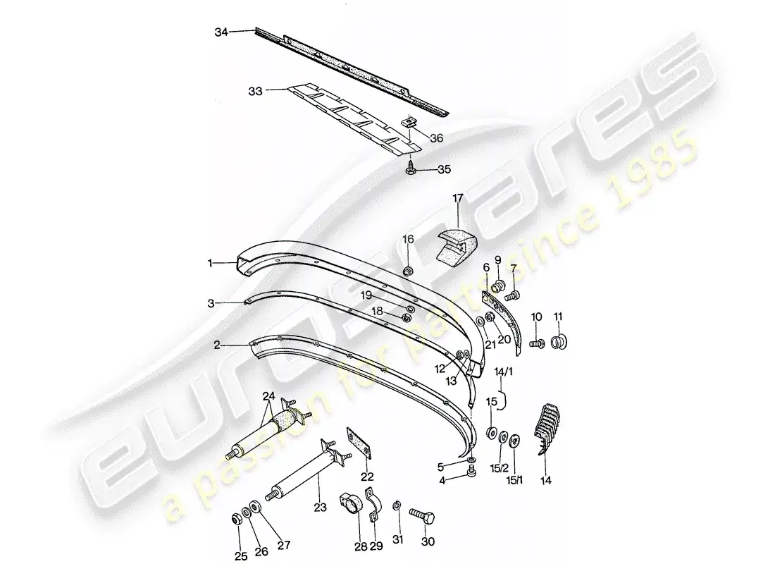 porsche 1977 (911) parachoque diagrama de piezas