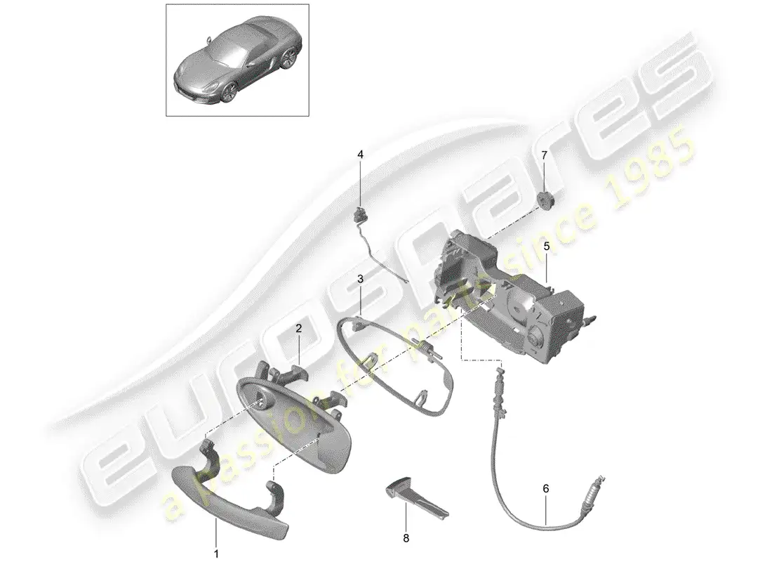 porsche 2013 (981 boxster) manija de la puerta diagrama de piezas