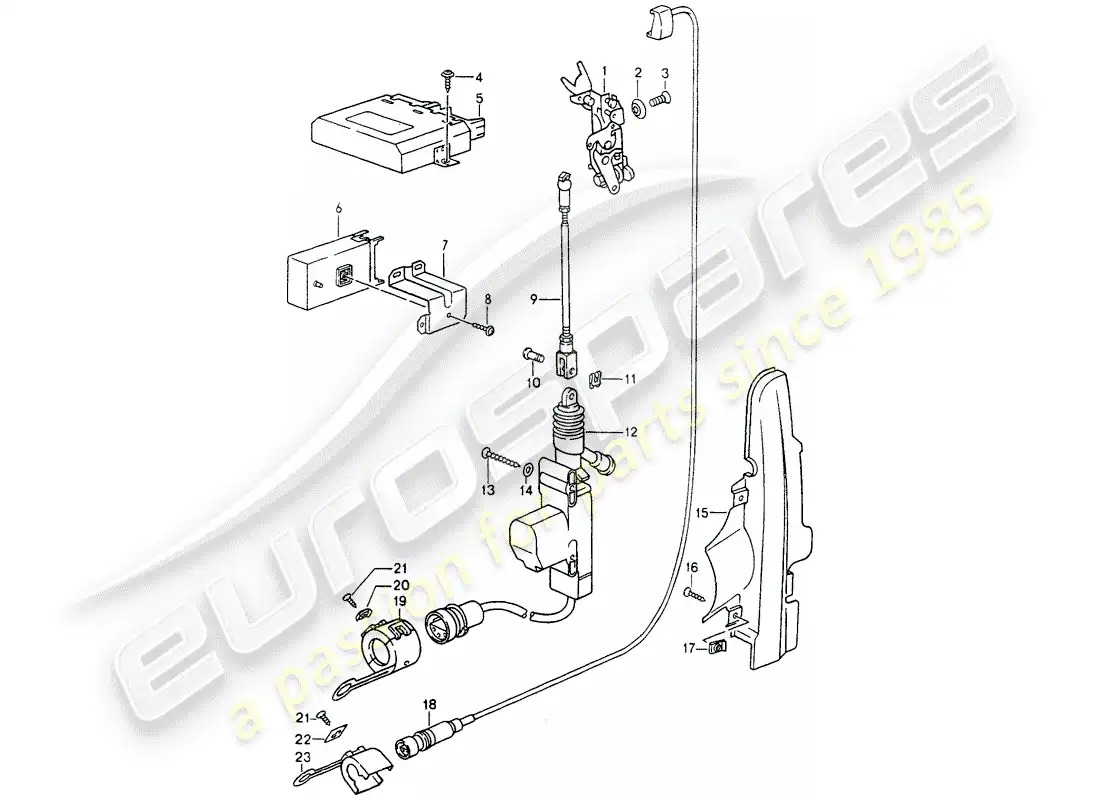porsche 1991 (964) sistema de cierre centralizado diagrama de piezas