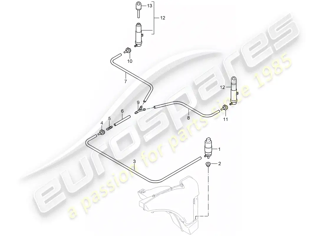 porsche 2006 (987 cayman) sistema arandela diagrama de piezas