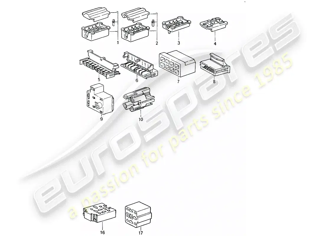porsche 1989 (964) carcasa del conector - 8-pole - 9-pole diagrama de piezas