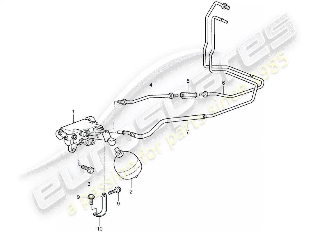 porsche 2008 (997-1 turbo / gt2) embrague hidráulico diagrama de piezas