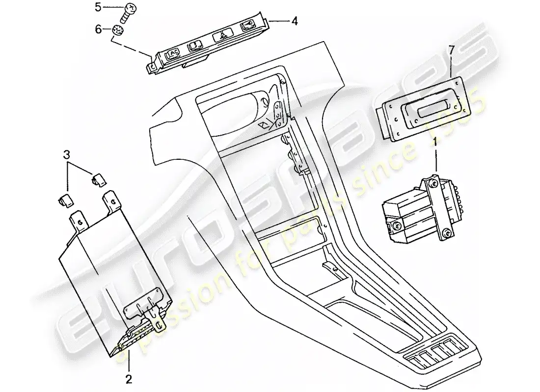 porsche 1990 (928) indicador central diagrama de piezas