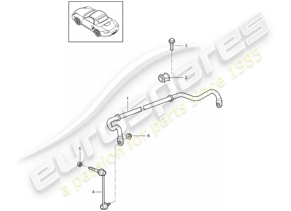 porsche 2011 (987 boxster) estabilizador diagrama de piezas