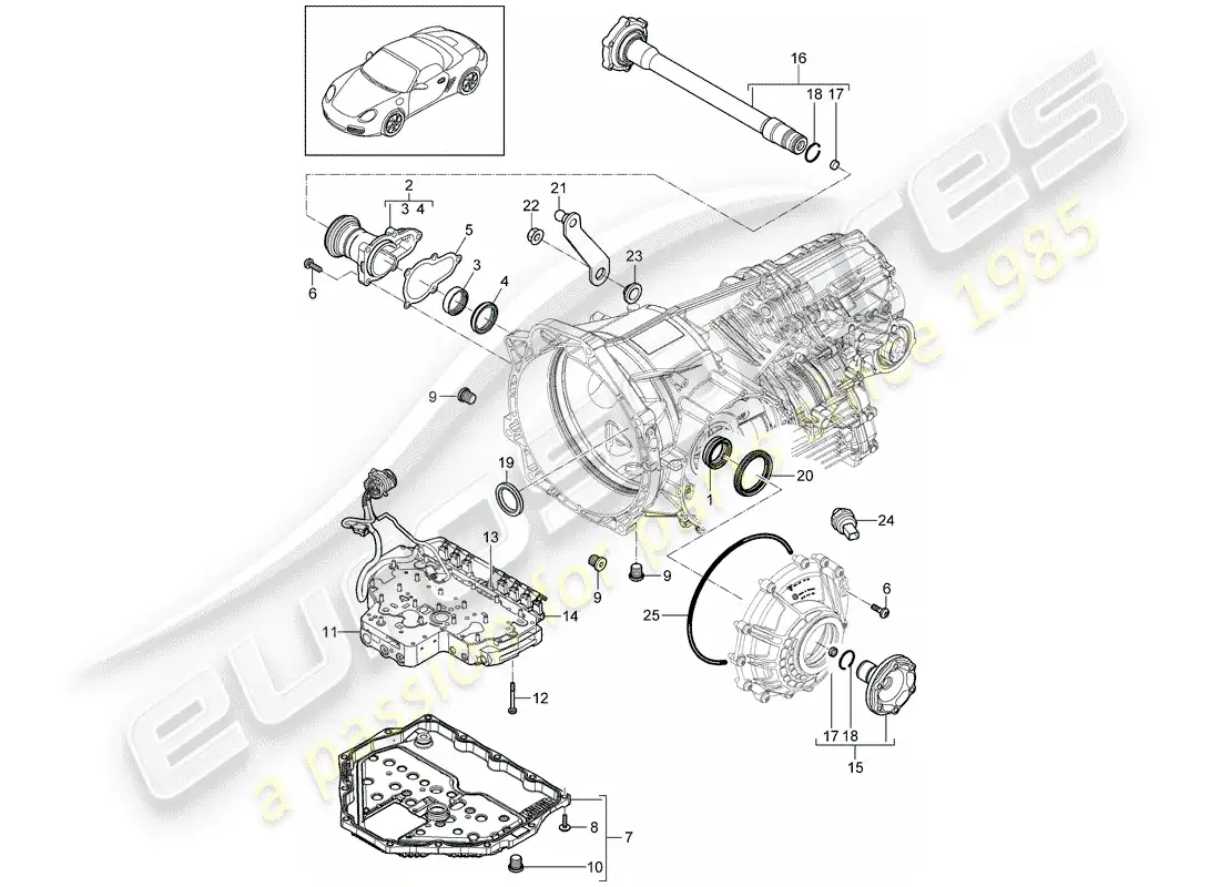 porsche 2012 (987 boxster) - pdk - diagrama de piezas