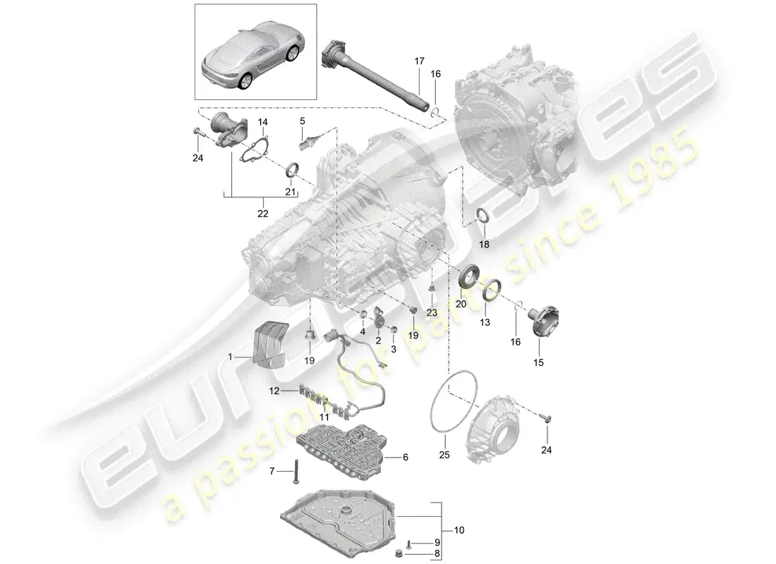 porsche 2017 (718 cayman) - pdk - diagrama de piezas