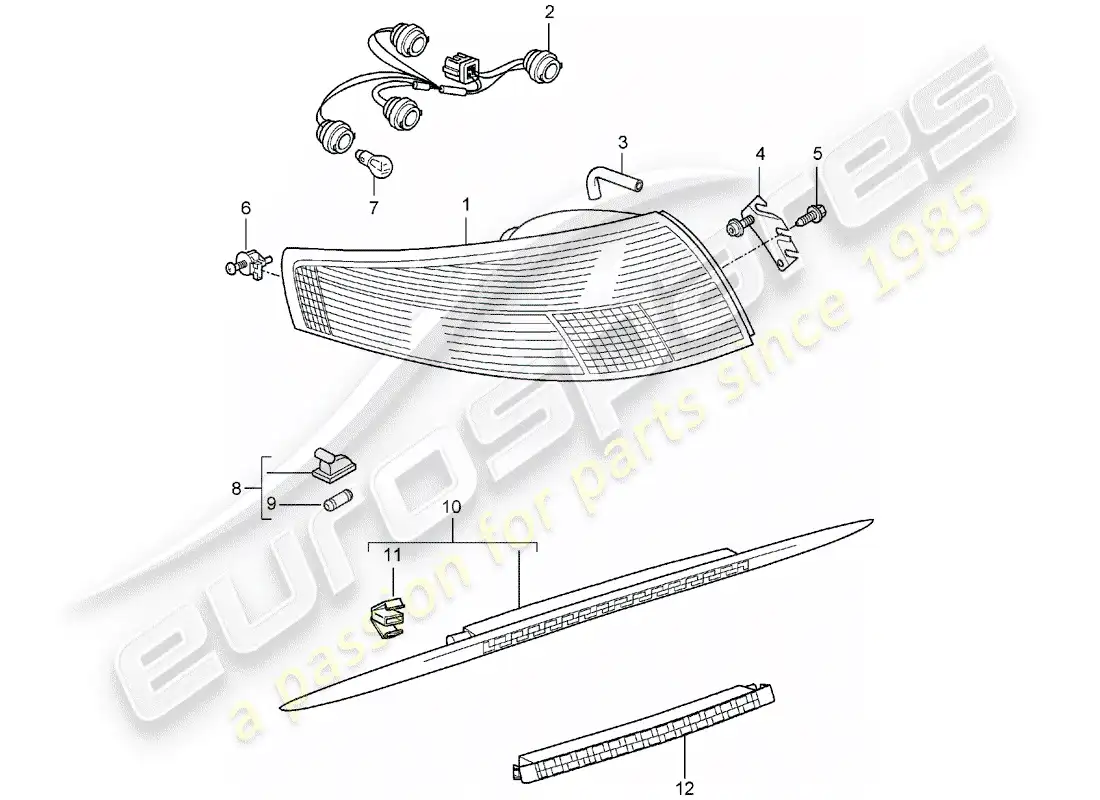 porsche 2007 (997-1) diagrama de piezas de la luz trasera