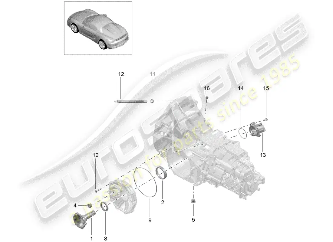 porsche 2016 (981 boxster spyder) manual gearbox diagrama de piezas