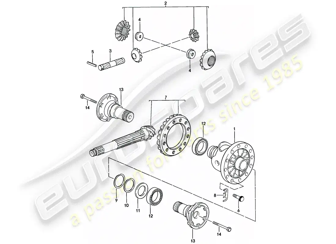 porsche 1977 (924) diferencial - 5-speed diagrama de piezas