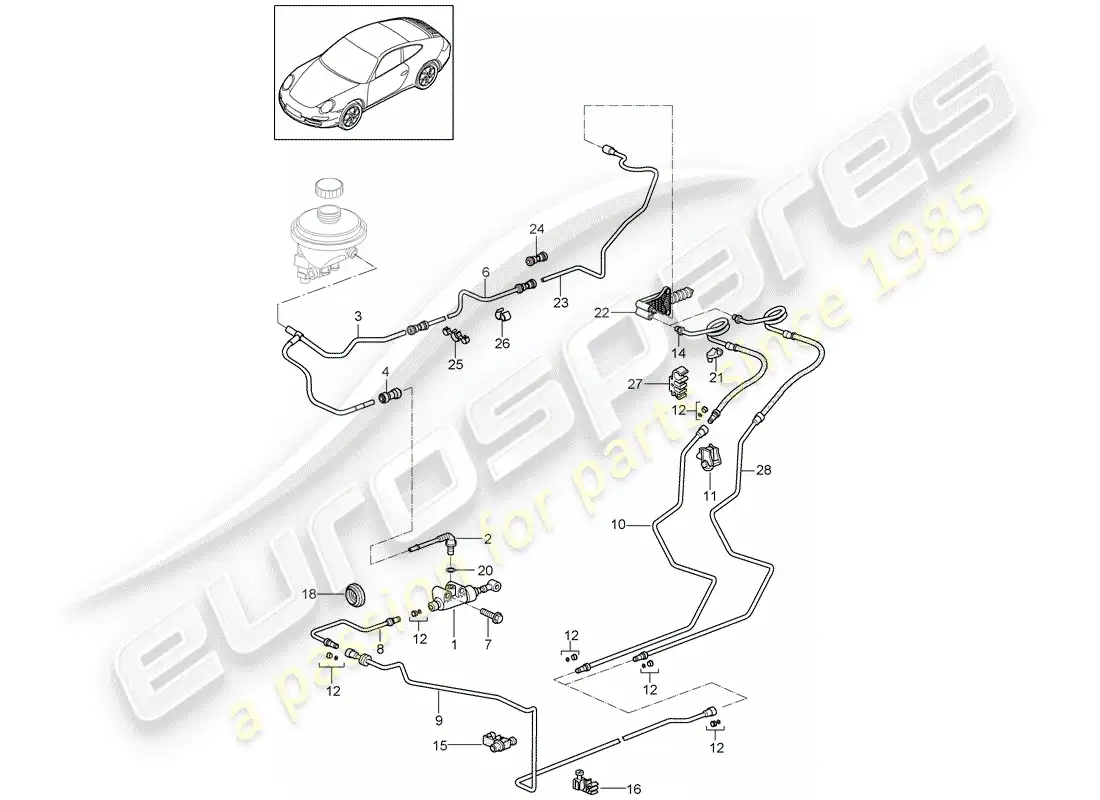 porsche 2009 (997-2) embrague hidráulico diagrama de piezas
