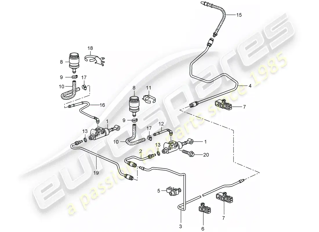 porsche 2007 (997-1 turbo / gt2) embrague hidráulico diagrama de piezas