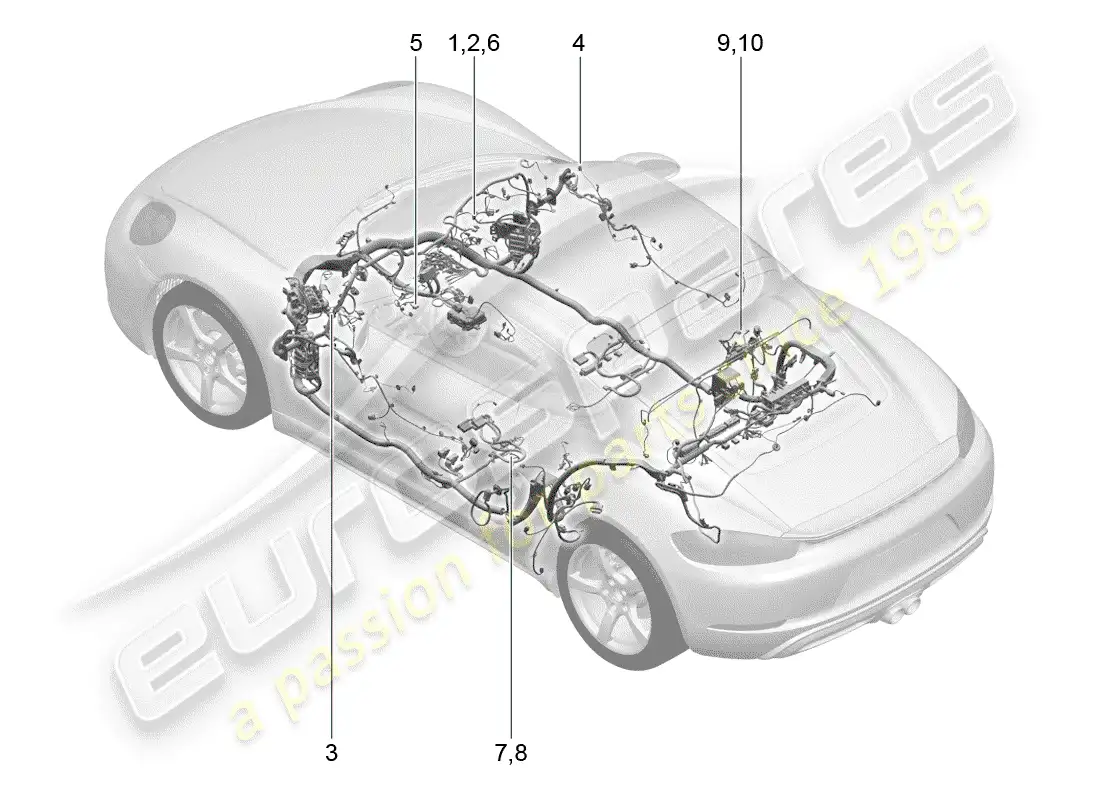 porsche 2018 (718 cayman) cableando arneses diagrama de piezas