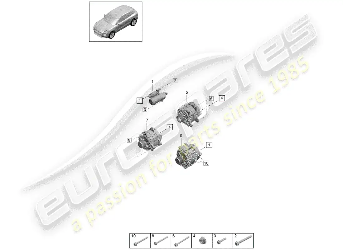 porsche 2019 (macan) inicio diagrama de piezas