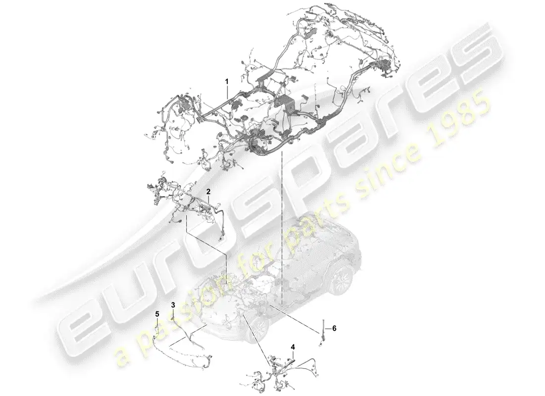 porsche 2019 (cayenne e3 9ya/9yb) cableando arneses diagrama de piezas