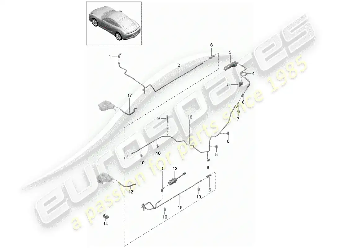 porsche 2016 (981 cayman) accionamiento del embrague diagrama de piezas