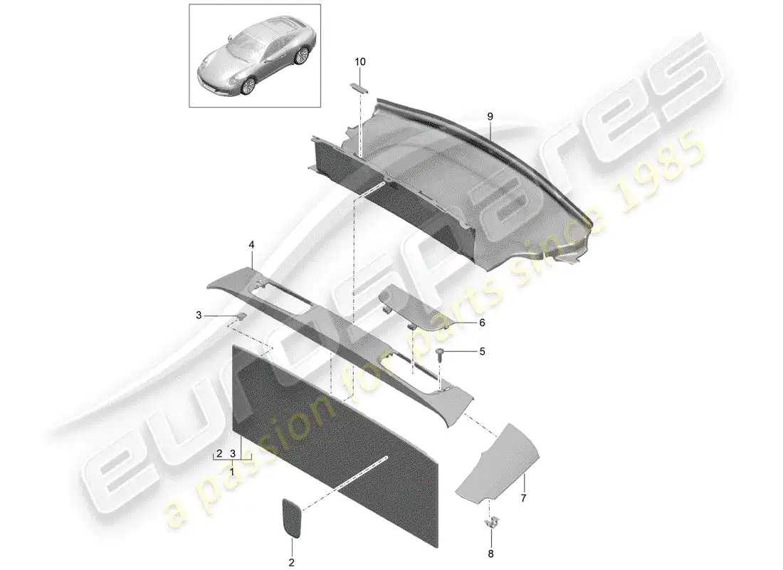 porsche 2019 (992-1) adornos diagrama de piezas