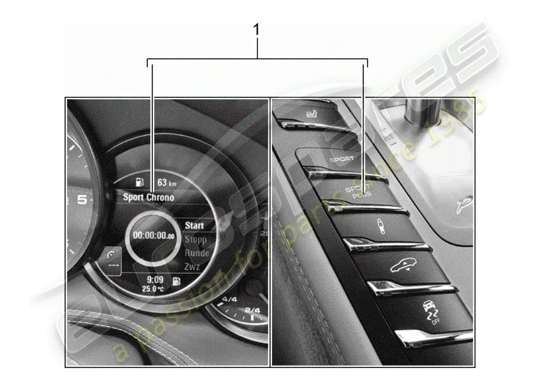 porsche 2020 (tequipment panamera) unidad de interruptor diagrama de piezas