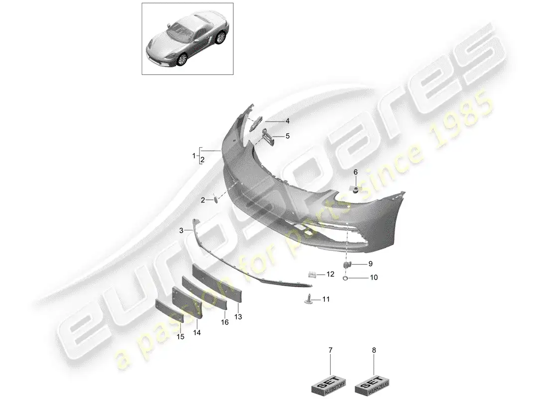 porsche 2018 (718 boxster) parachoque diagrama de piezas