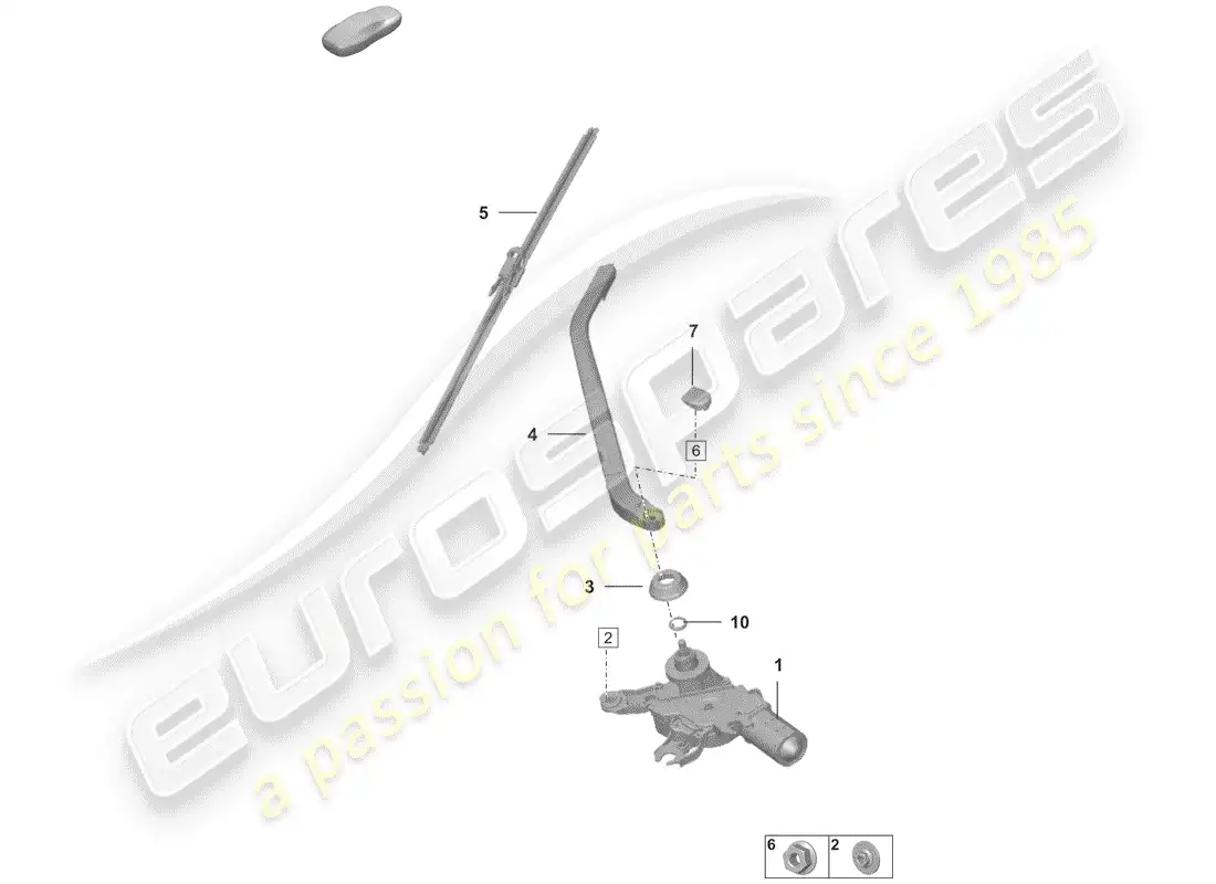 porsche 2020 (992-1) limpiaparabrisas trasero diagrama de piezas