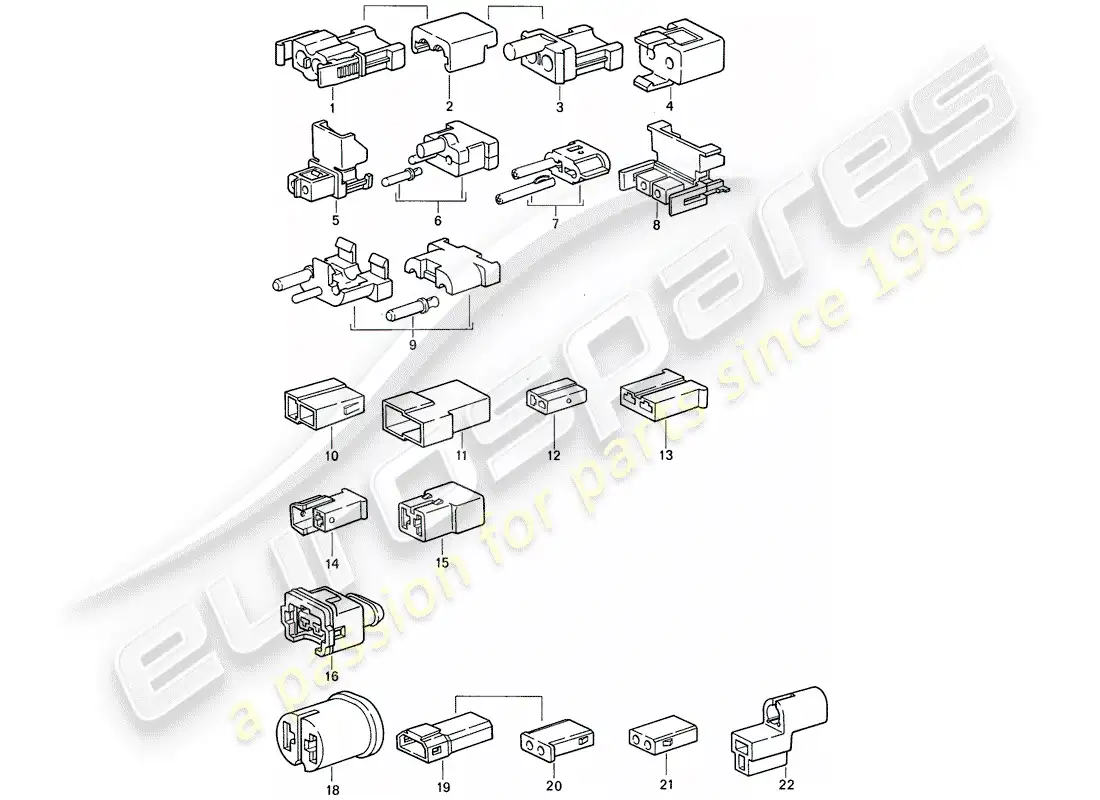 porsche 1987 (911) carcasa del conector diagrama de piezas