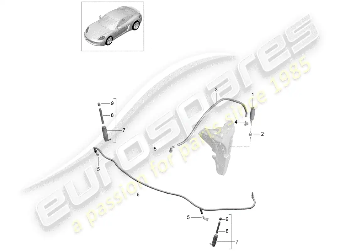 porsche 2017 (718 cayman) sistema arandela diagrama de piezas