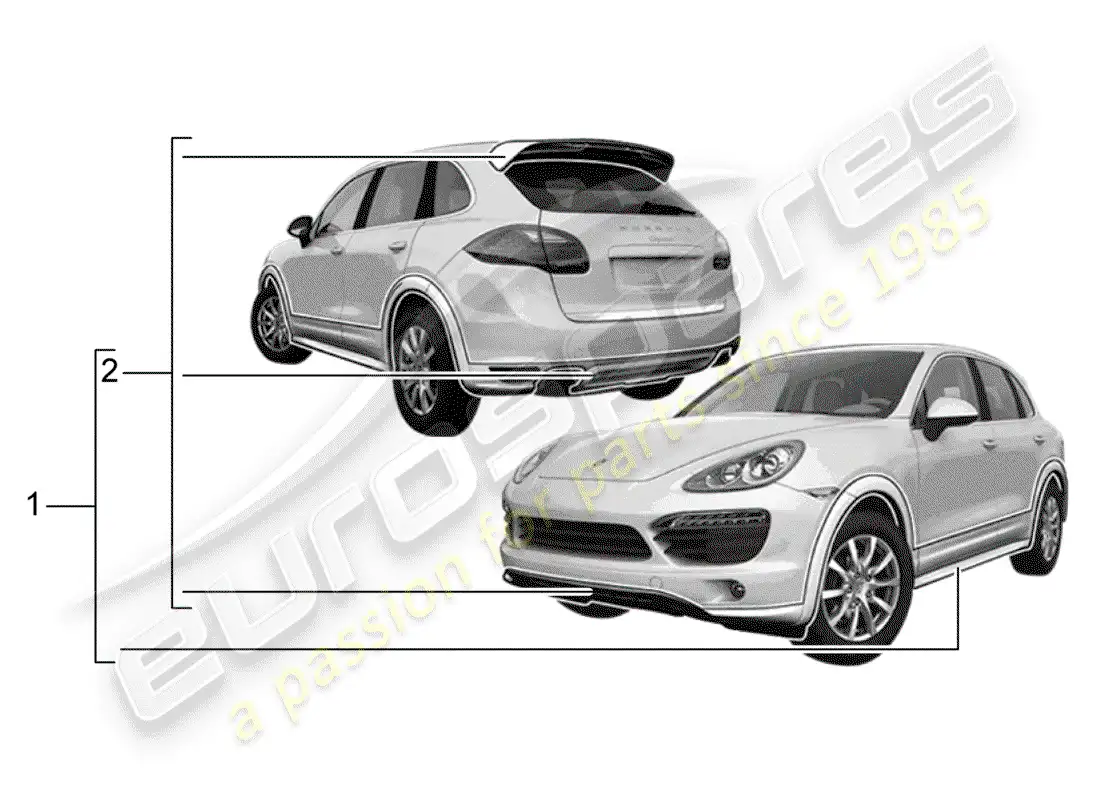 porsche 2003 (tequipment cayenne) paquete de diseño deportivo diagrama de piezas