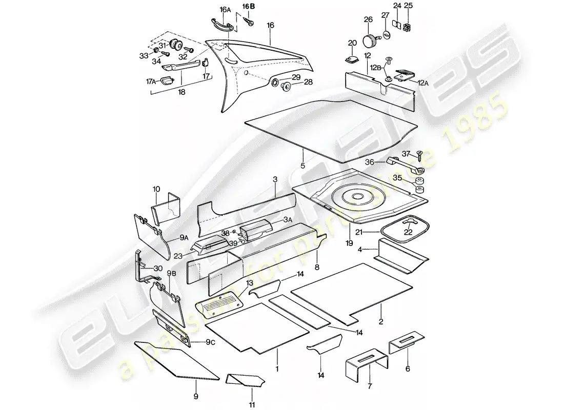 porsche 1980 (928) adornos diagrama de piezas