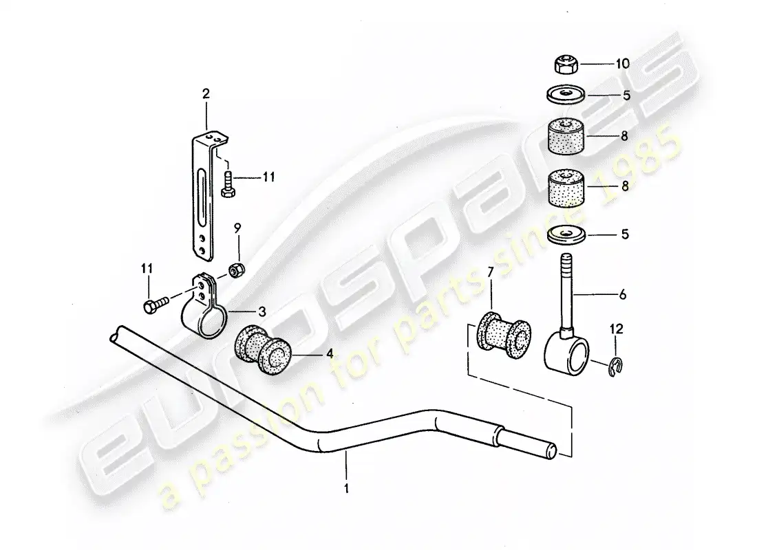 porsche 1995 (968) estabilizador diagrama de piezas
