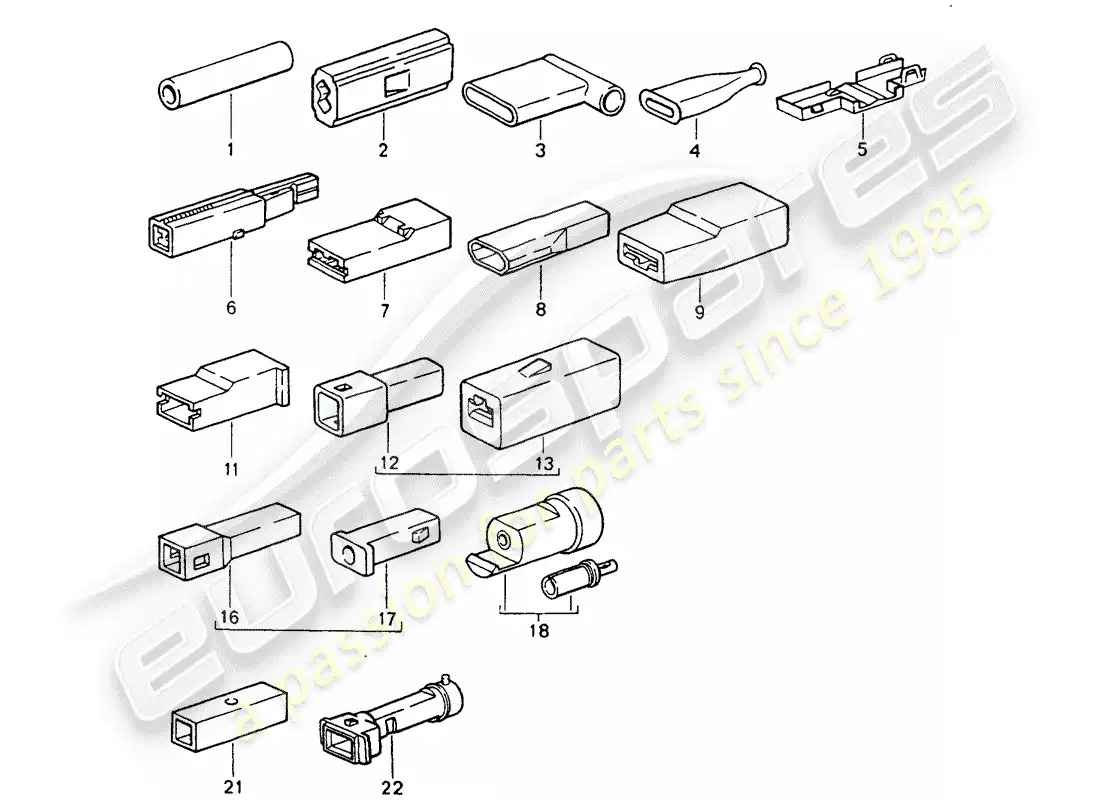 porsche 1989 (964) conector a tope - carcasa del conector - unipolar diagrama de piezas