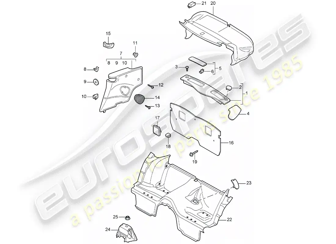 porsche 2007 (997-1) diagrama de piezas de trims