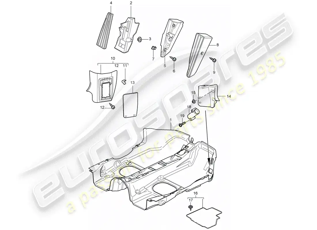 porsche 2012 (997-2) cubierta de piso diagrama de piezas