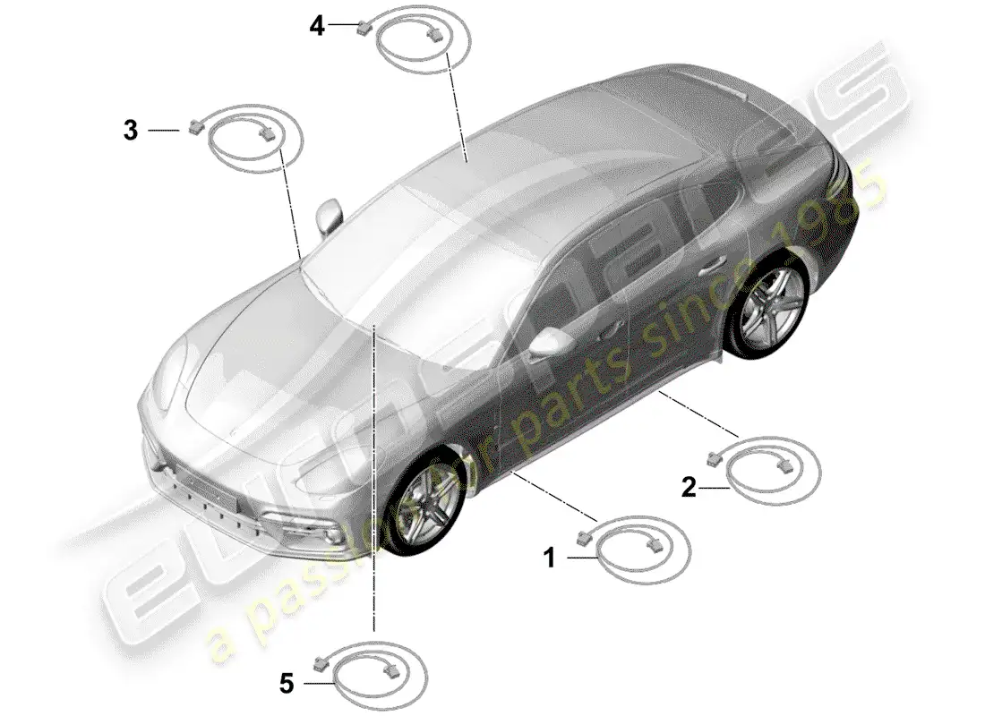 porsche 2018 (panamera 971-1) fibra óptica ligera diagrama de piezas