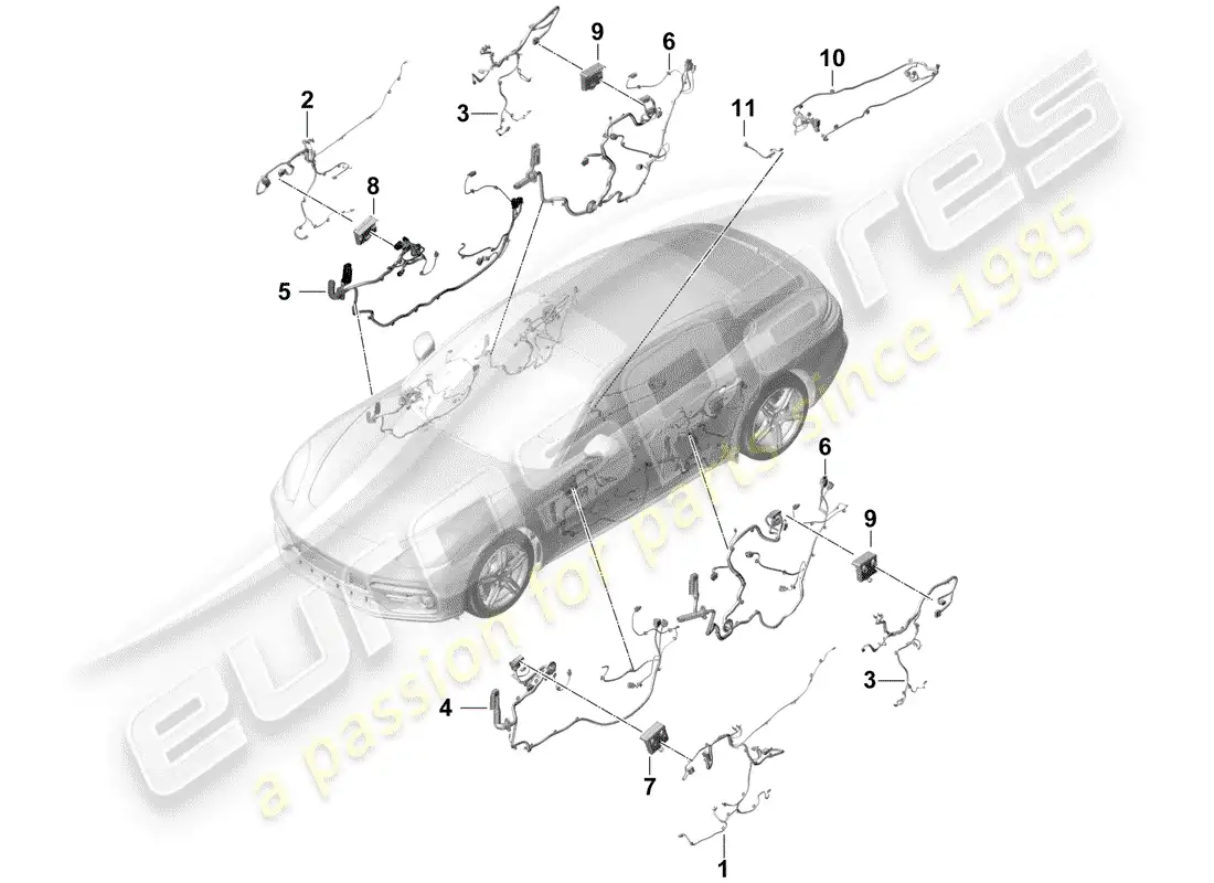porsche 2018 (panamera 971-1) cableando arneses diagrama de piezas