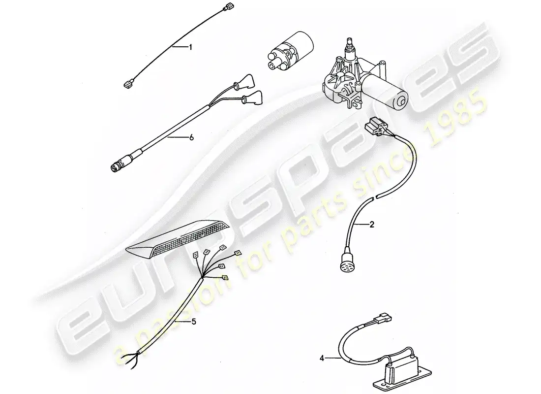 porsche 1993 (968) arneses de cableado - extremo trasero diagrama de piezas