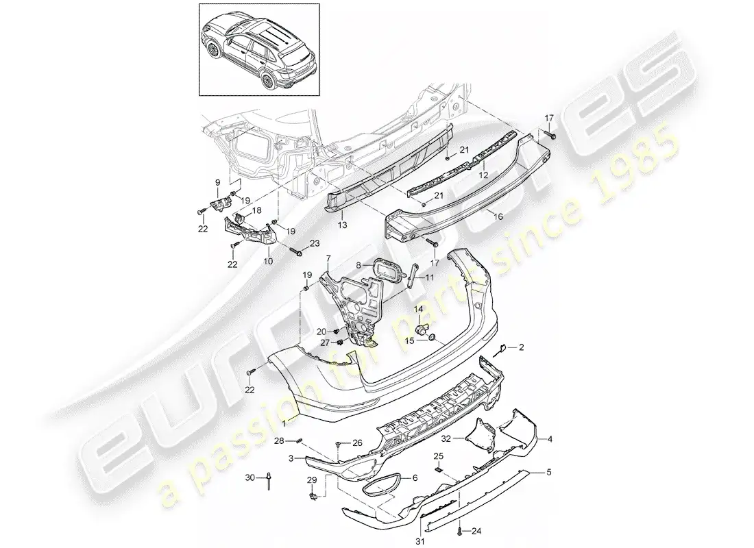 porsche 2016 (cayenne e2 92a) recubrimiento diagrama de piezas
