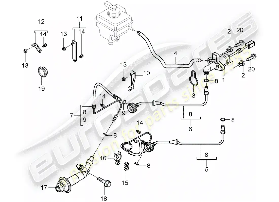 porsche 2006 (cayenne e1 9pa) embrague hidráulico diagrama de piezas