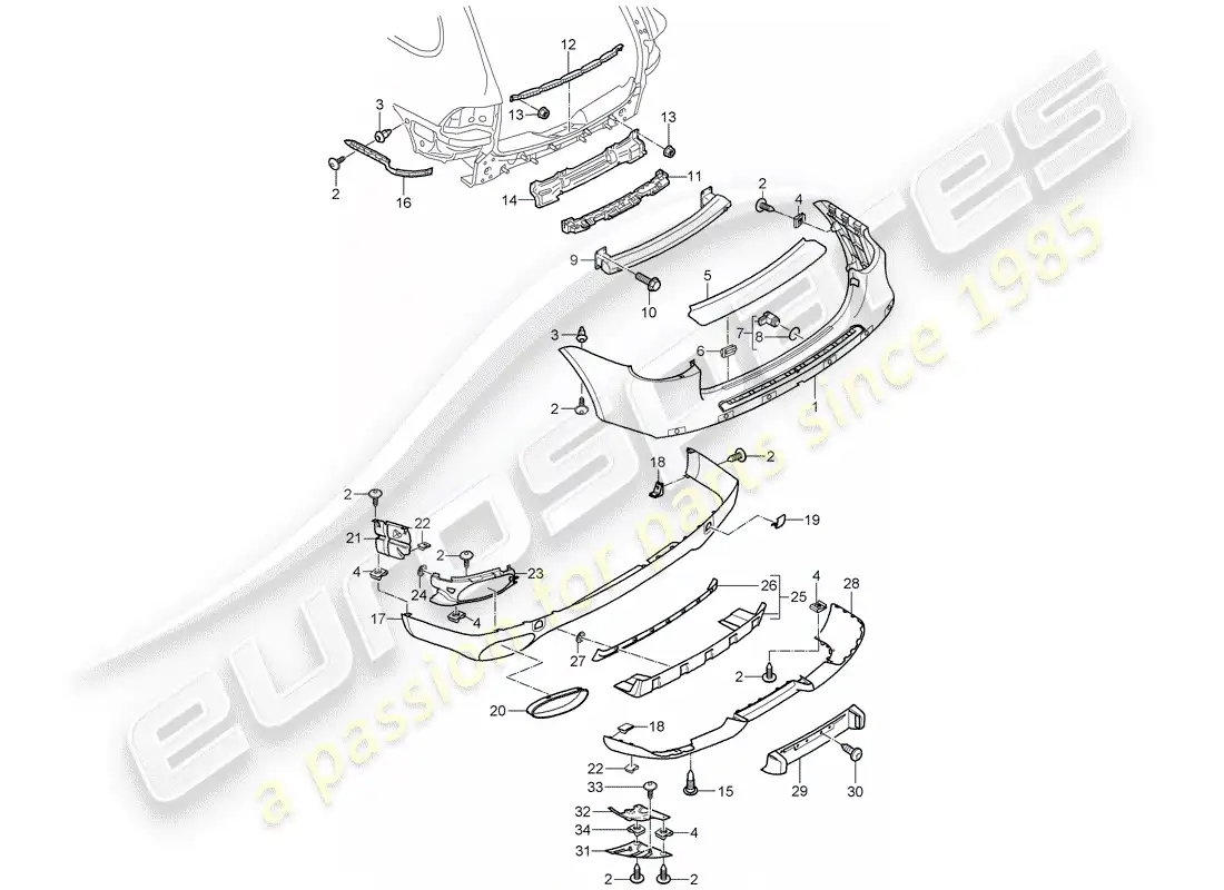 porsche 2010 (cayenne e1 9pa) recubrimiento diagrama de piezas