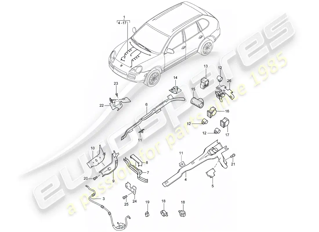 porsche 2006 (cayenne e1 9pa) cableando arneses diagrama de piezas