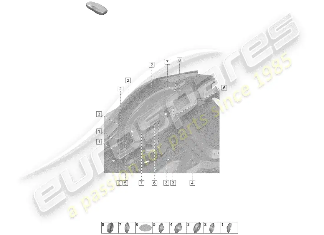 porsche 2020 (992-1) tapones para el cuerpo diagrama de piezas