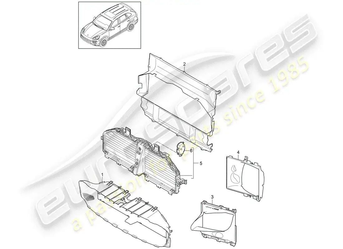 porsche 2017 (cayenne e2 92a) ducto de aire diagrama de piezas