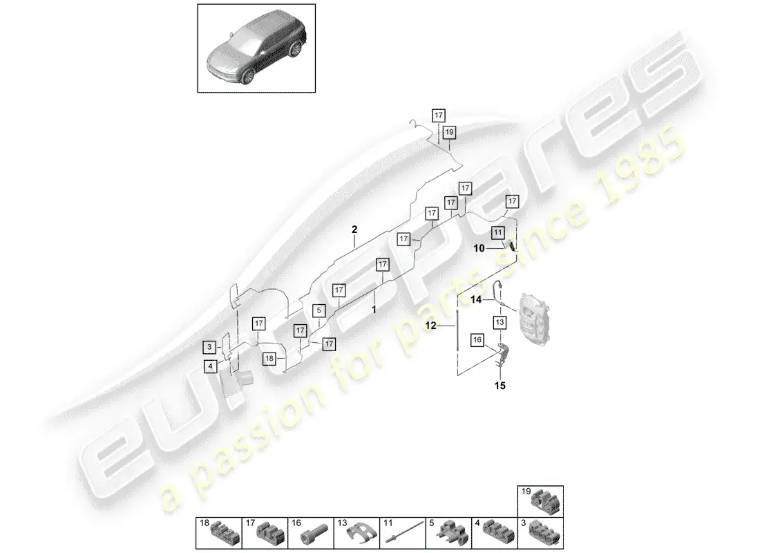 porsche 2018 (cayenne e3 9ya/9yb) línea de freno diagrama de piezas