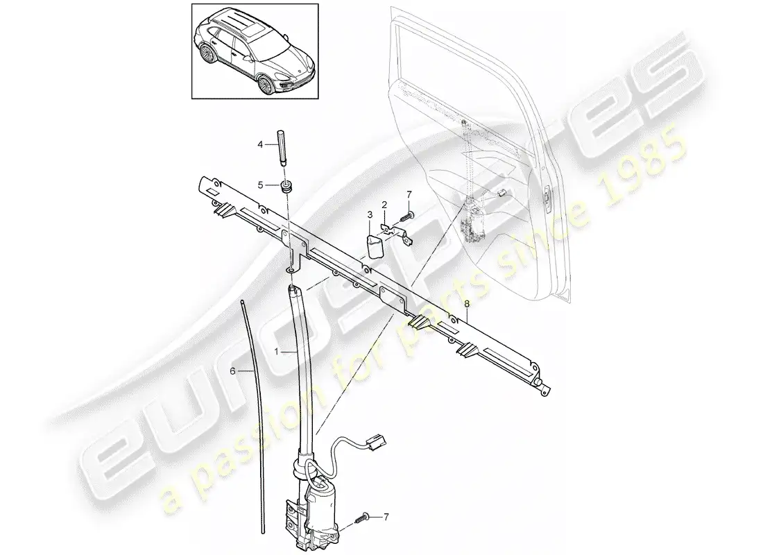 porsche 2013 (cayenne e2 92a) diagrama de pieza ciega