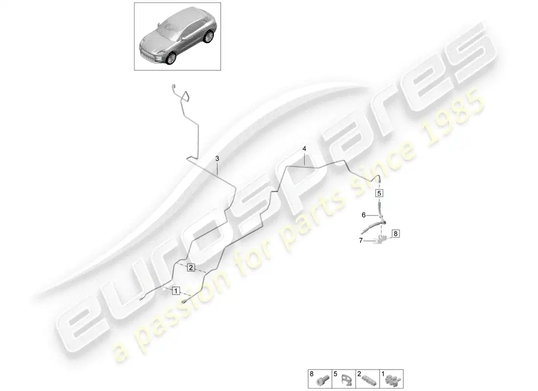 porsche 2019 (macan) línea de freno diagrama de piezas