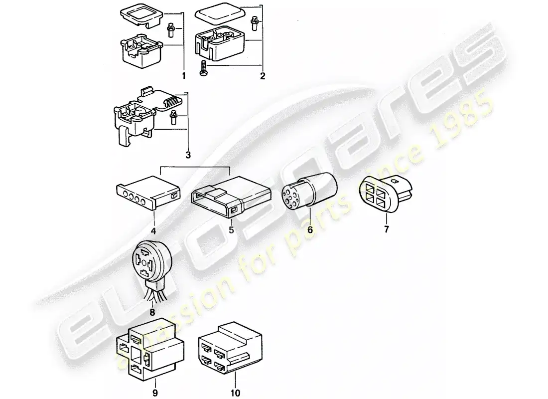porsche 1992 (968) carcasa del conector - 4-pole diagrama de piezas