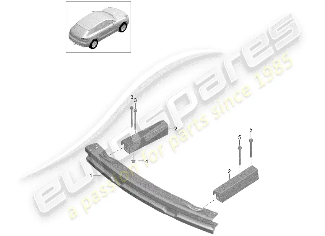 porsche 2018 (macan) diagrama de piezas del soporte de parachoques