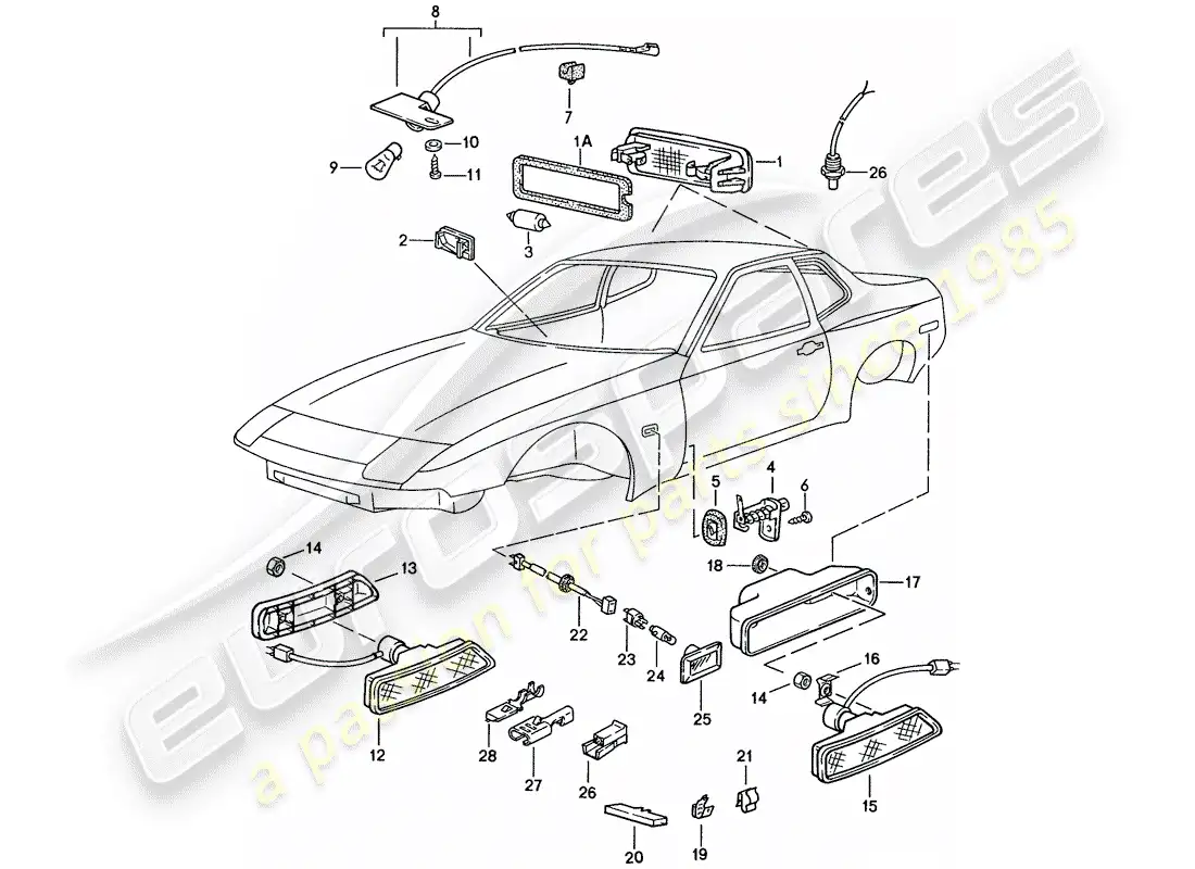 porsche 1990 (944) luz interior - repetidor de intermitentes diagrama de piezas
