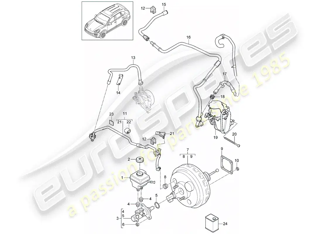 porsche 2016 (cayenne e2 92a) cilindro maestro del freno diagrama de piezas